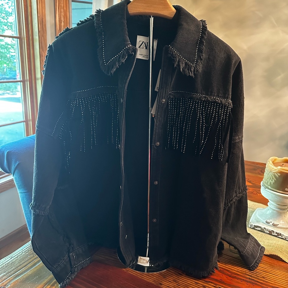 Zara Fringe Jacket NWT